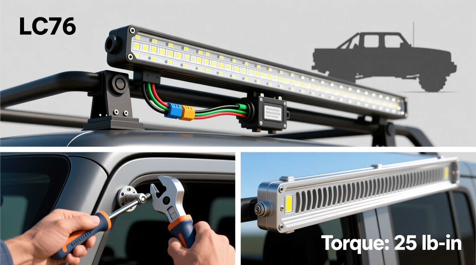 lc76 led light bar install