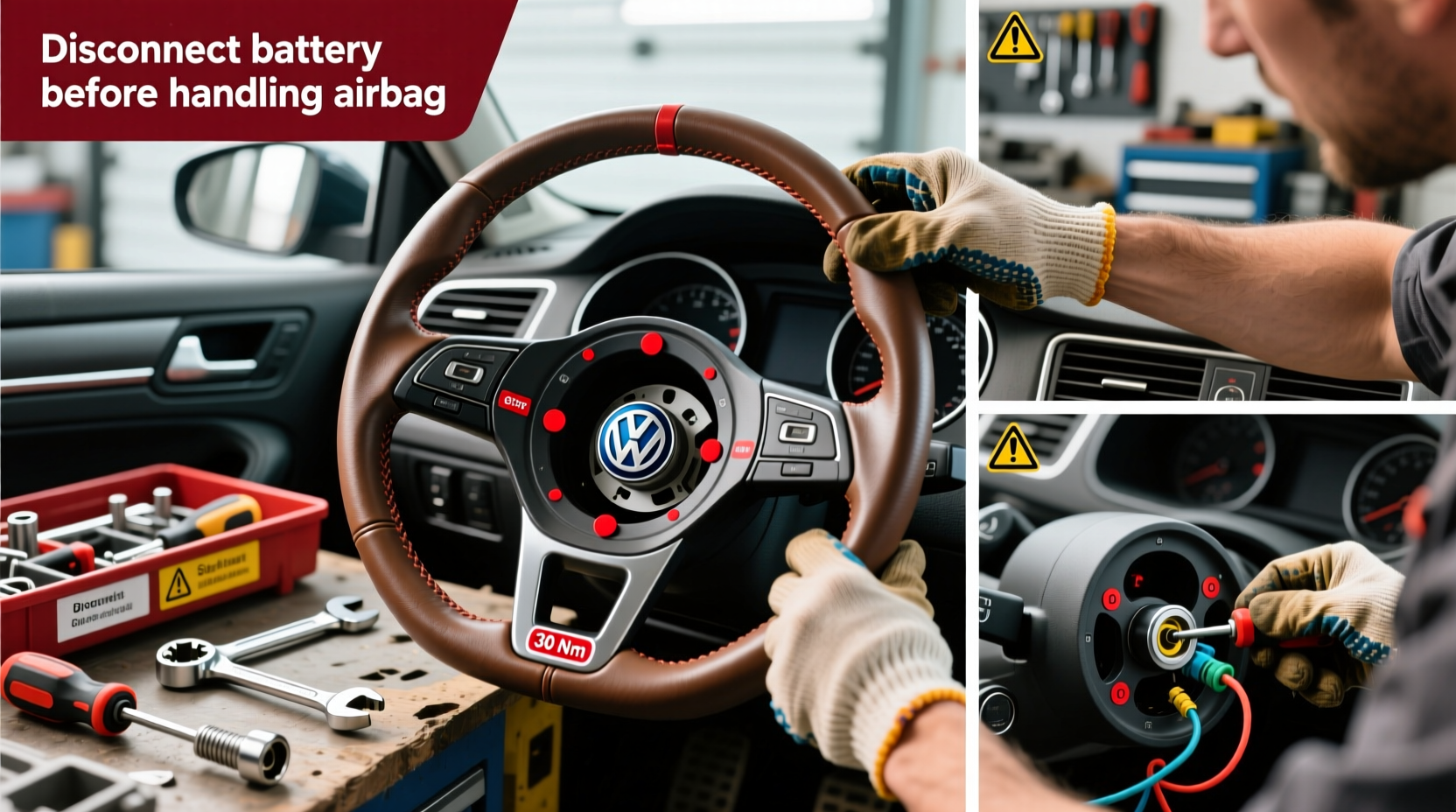 polo gti leather wheel install