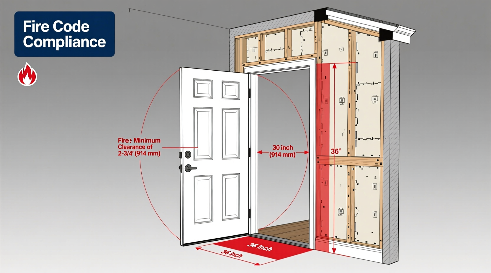 interior door swing fire code