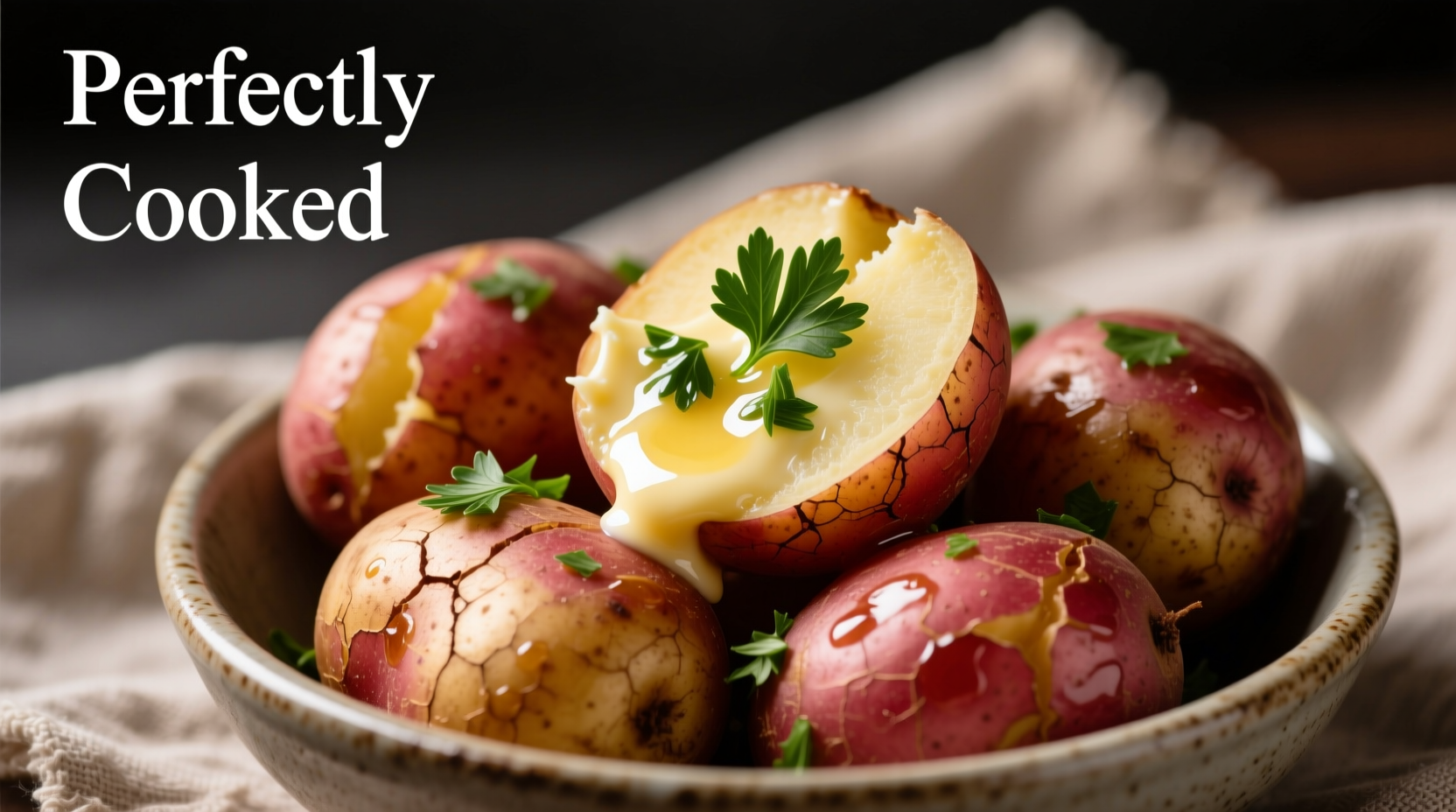 Perfectly cooked red potatoes with parsley butter