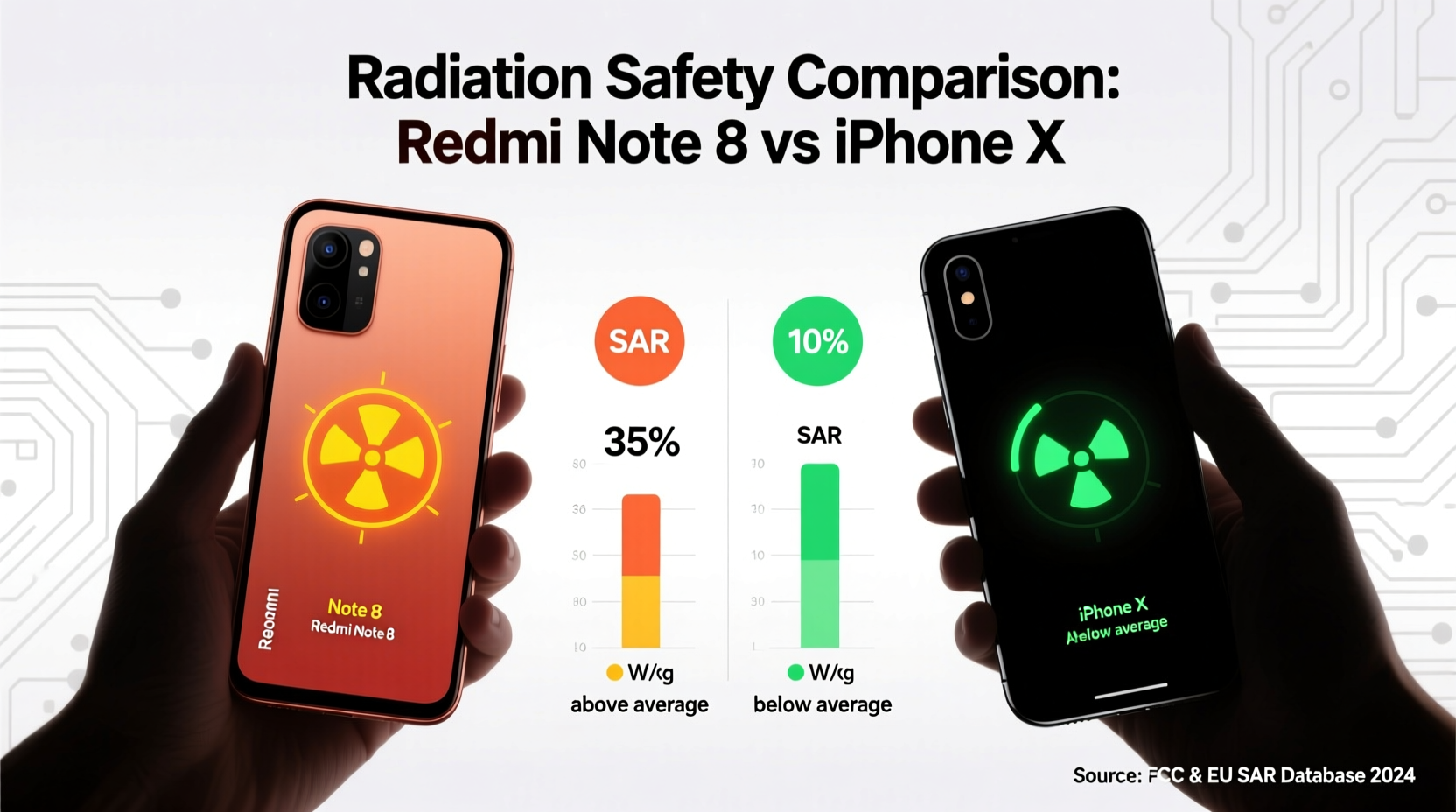 note 8 vs iphone x radiation is one really safer to use