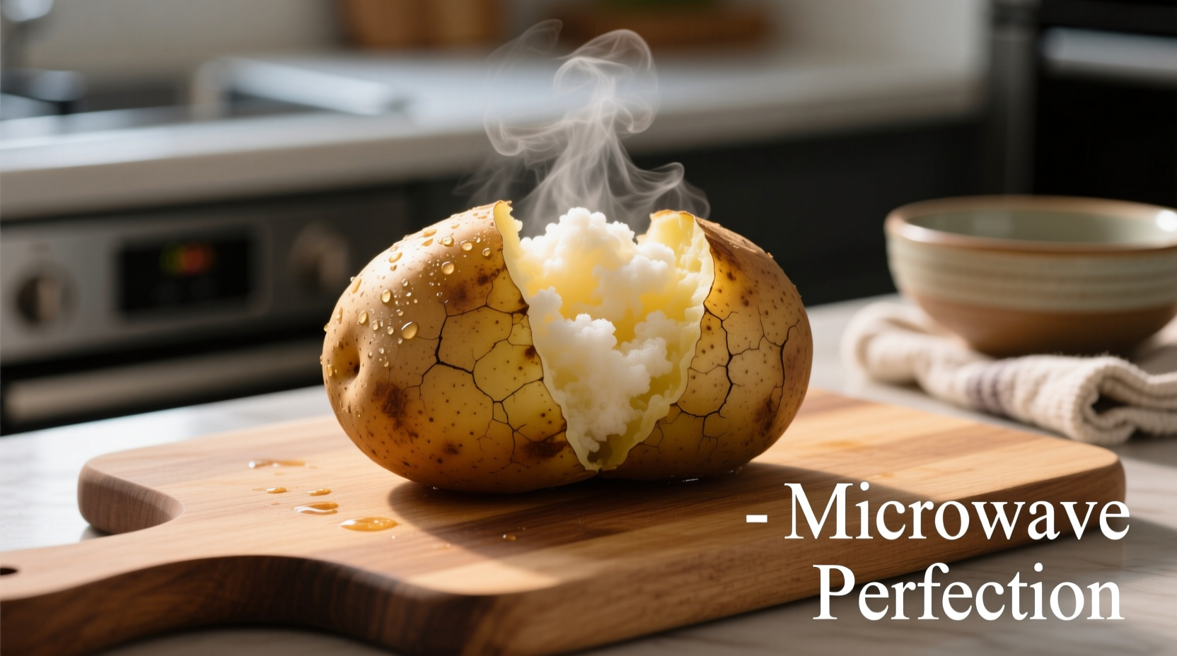 Perfectly cooked microwave potato with fluffy interior