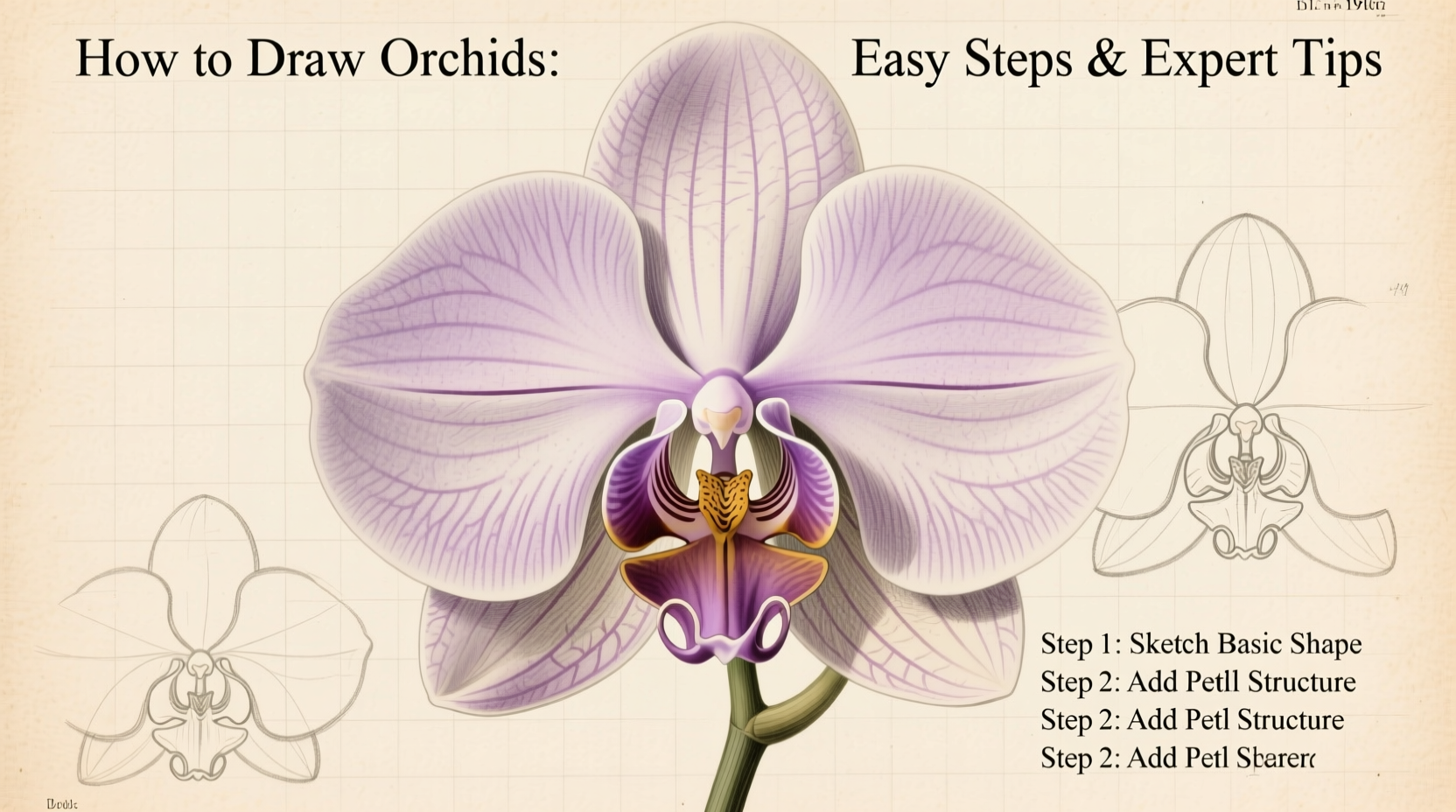 how to draw orchids