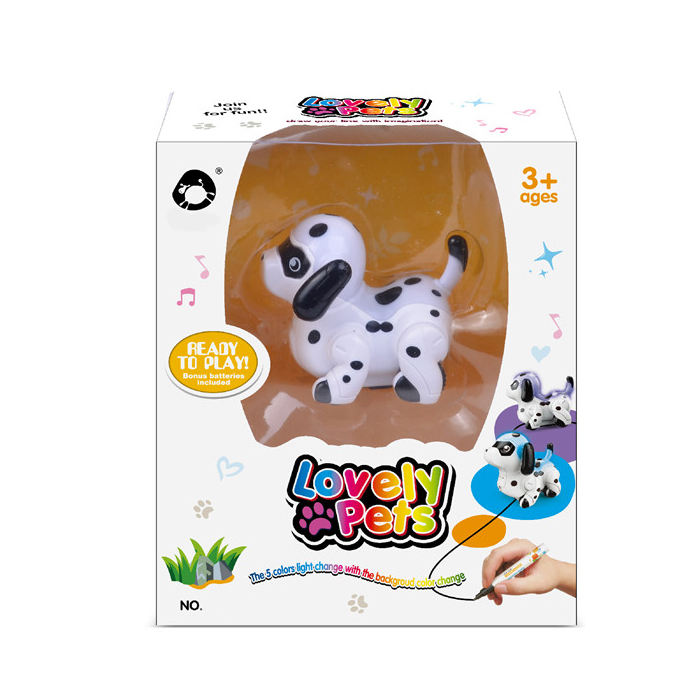 Stem magic inductive robot toy following drawn black line creative changing color dog LED light educational toys for kids