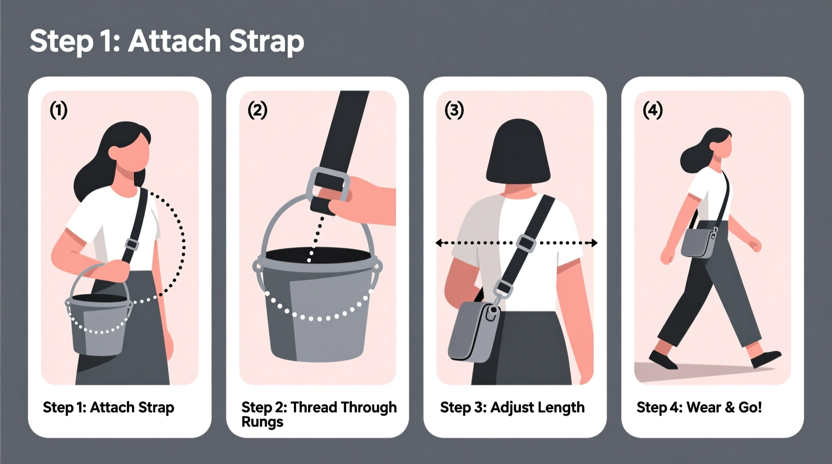step by step guide to easily convert your bucket bag into a comfortable crossbody bag