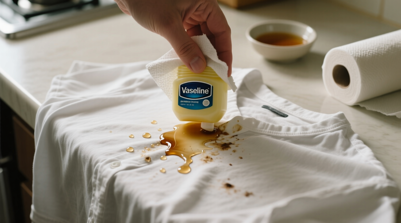 how to get vaseline out of clothes