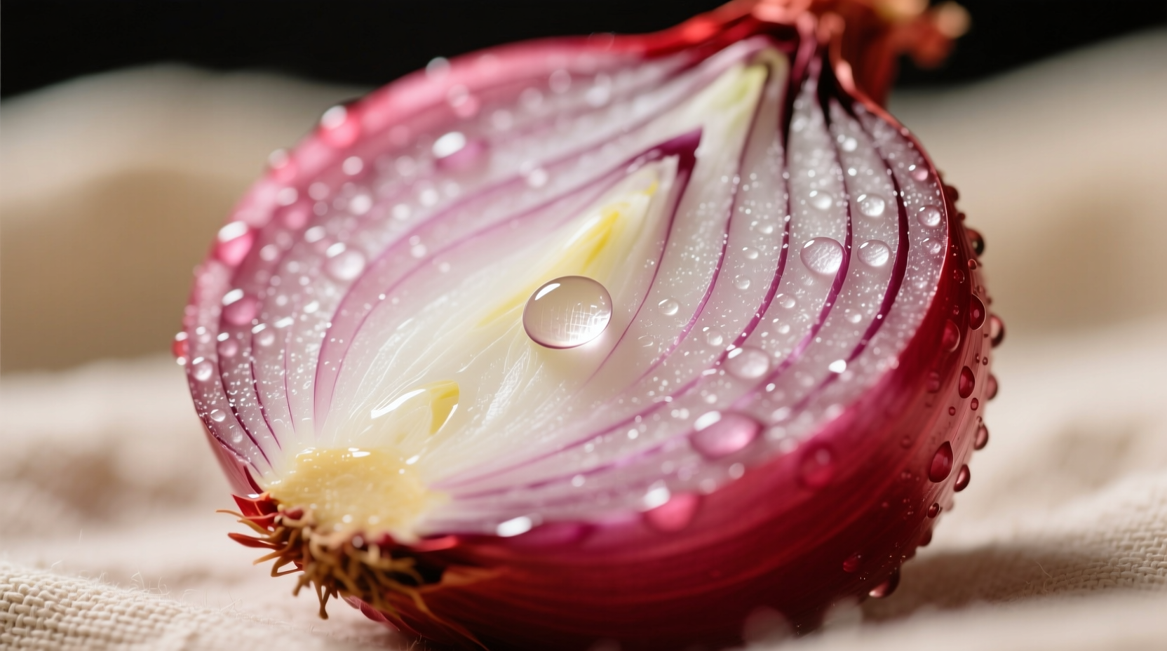 Fresh red onions with chopped pieces showing layers
