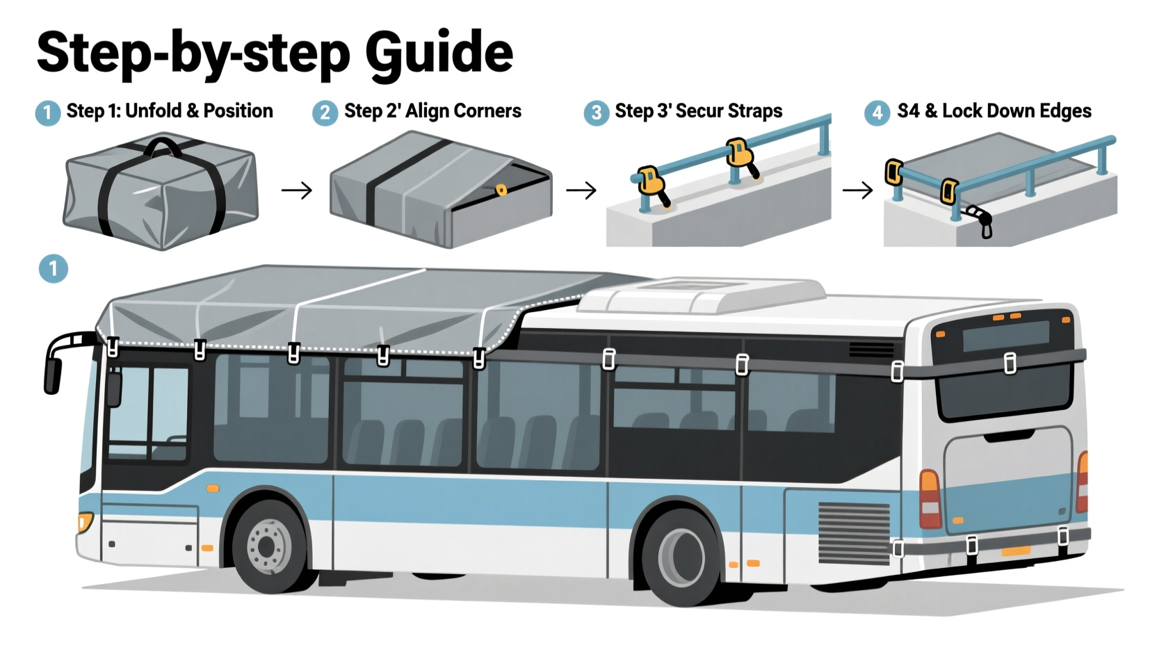 install waterproof bus covers