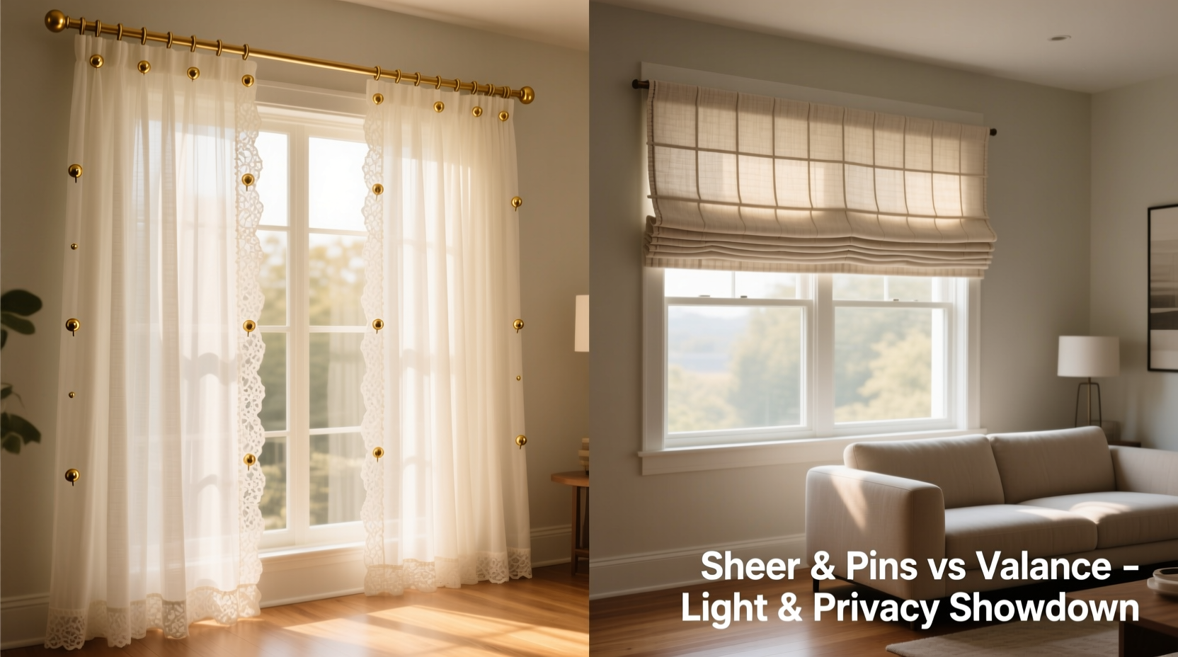 sheer curtains with pins vs valance which style wins for light privacy