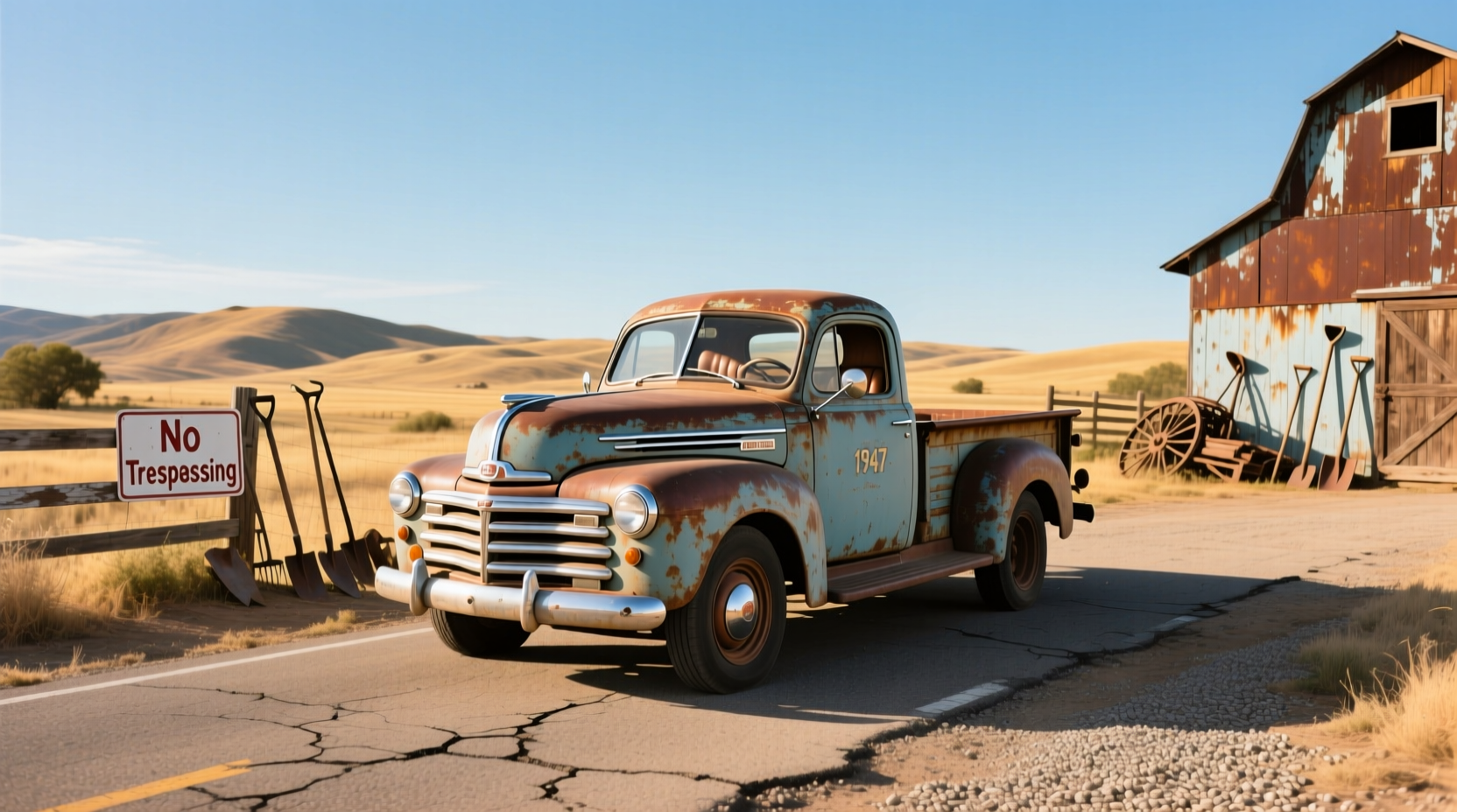 1947 Hudson pickup truck parked on gravel driveway