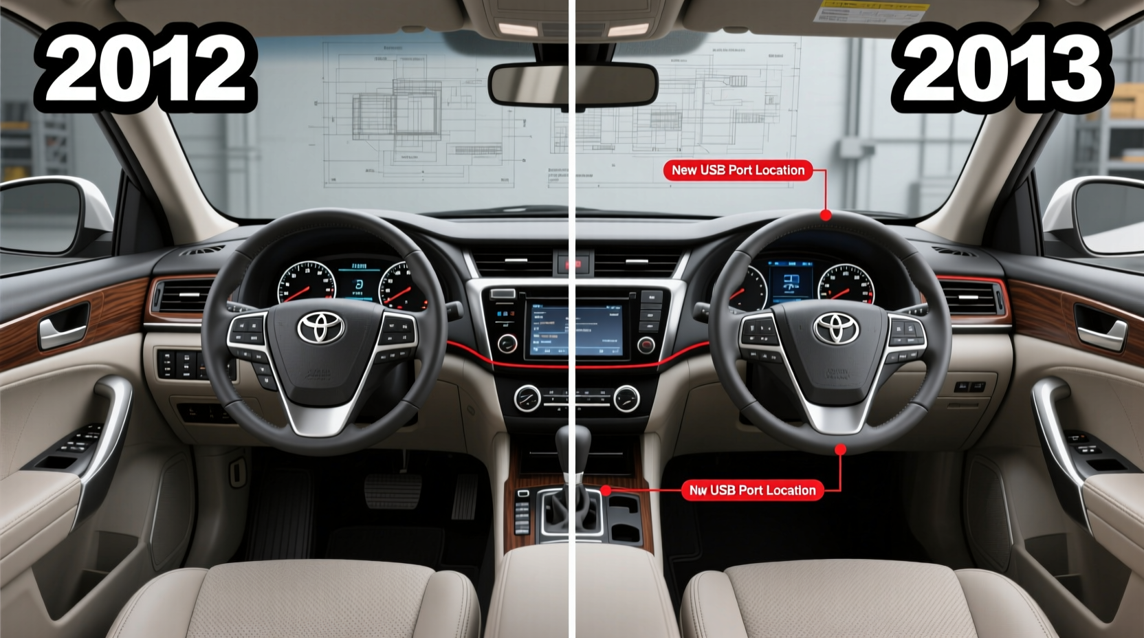 2012 vs 2013 camry interior parts