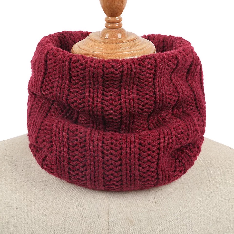 西式成人时尚保暖 snood 双色纯色环围巾条纹图案针织无限围巾