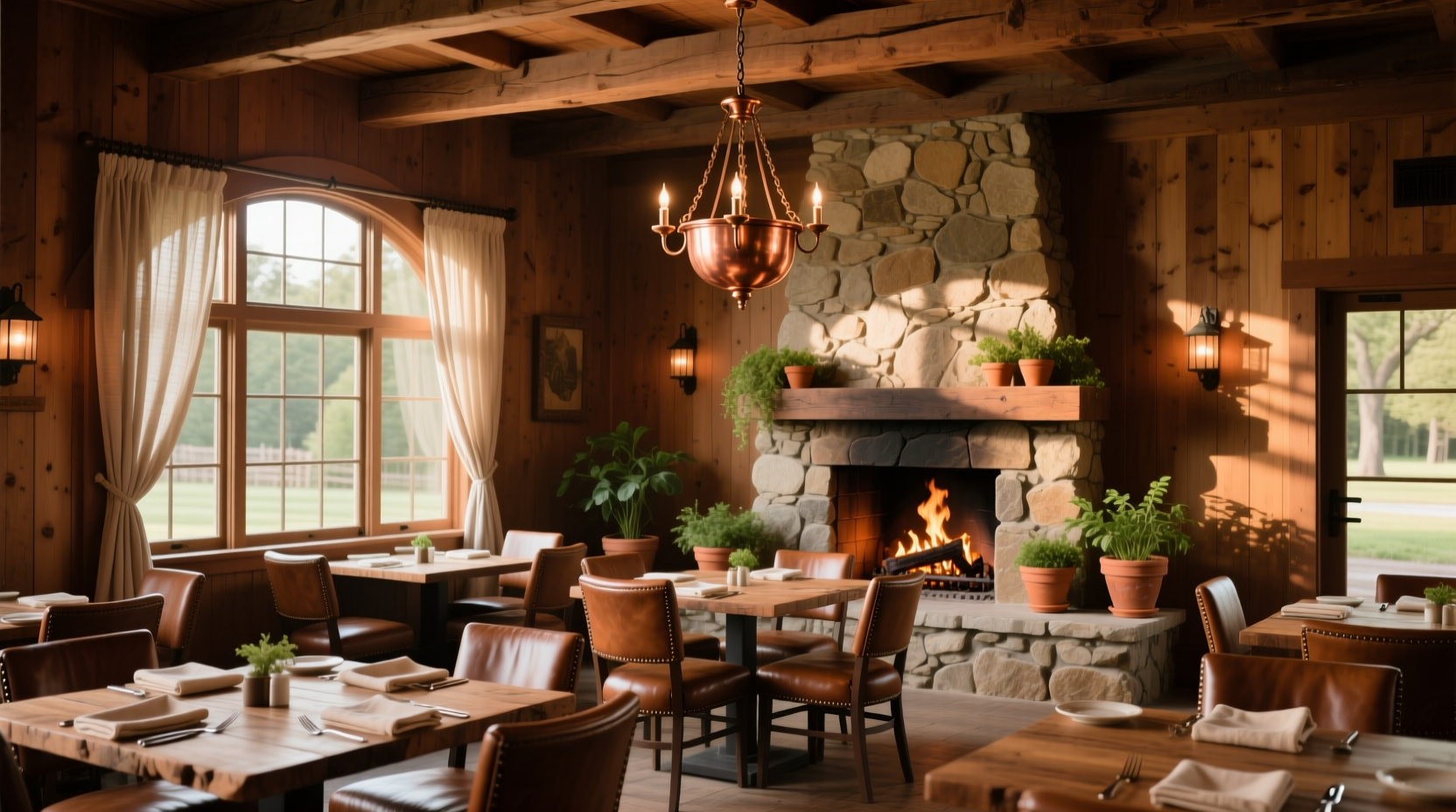 Onion Creek Grille dining area with rustic decor and natural lighting