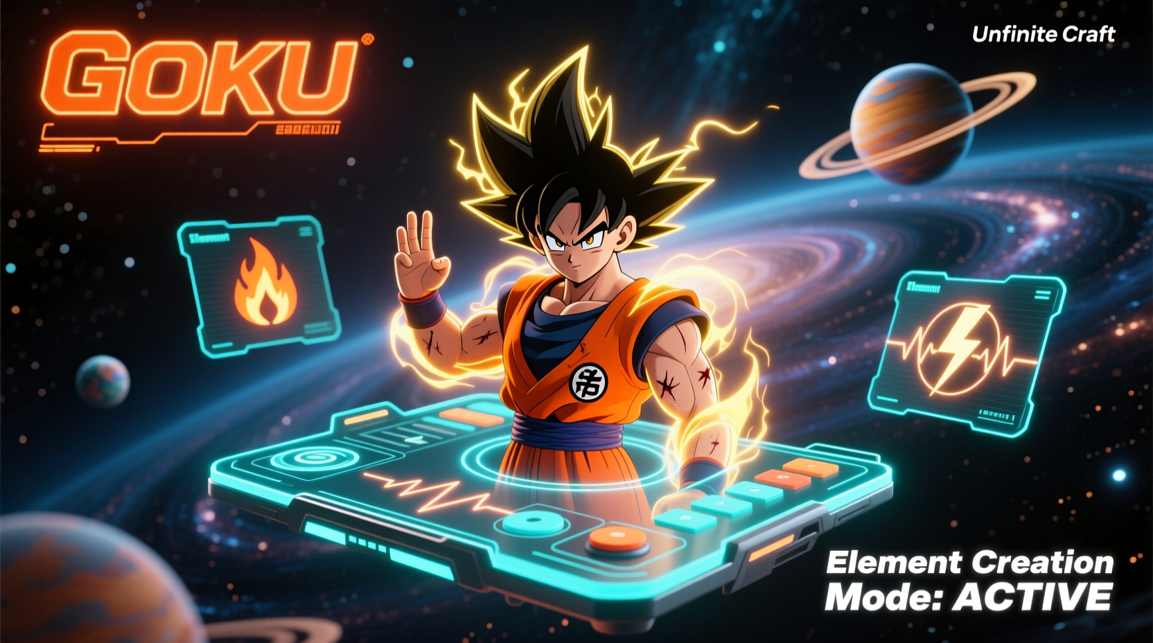 Infinite Craft interface showing Goku element creation