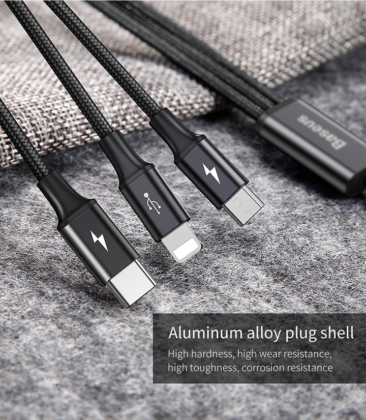 Extreme Speed Series 3 in 1 data cables Micro+Lightning+Type-C interface 3A 1.2M