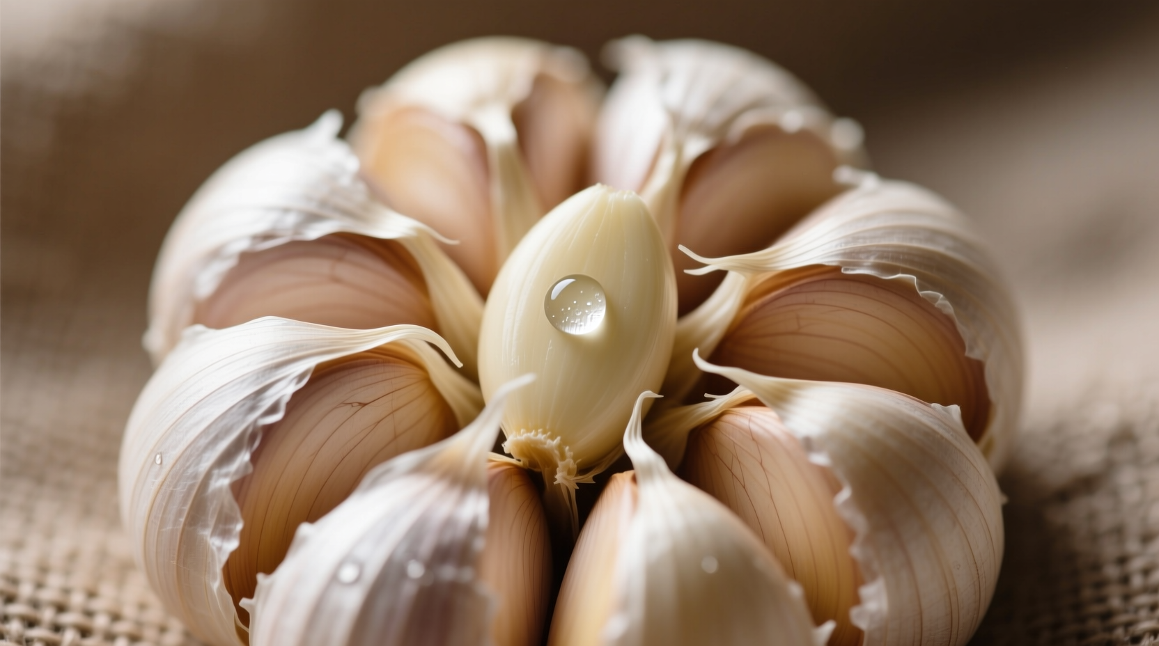 Fresh garlic bulbs with cloves separated
