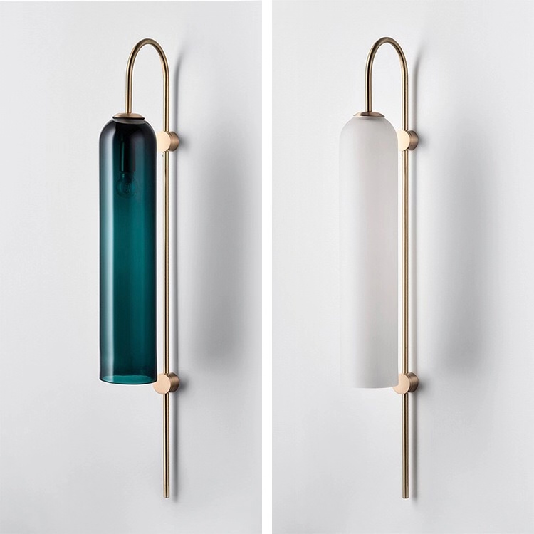 Modern decorative bedroom wall lamp with blue shade