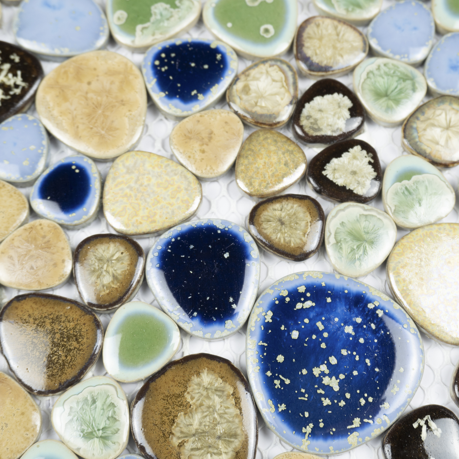 Blue Green Ice Crack Wall Decoration Fambe Indoor Variable Glaze Decorative Wall Tiles Flower Mosaic