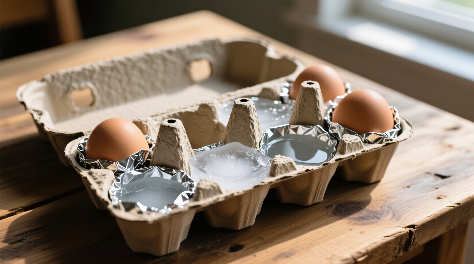 create an emergency ice tray from egg cartons and alumi