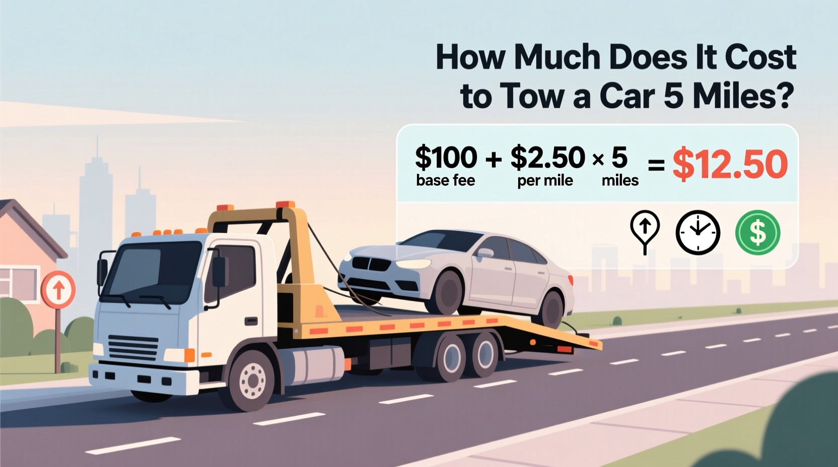 how much is it to tow a car 5 miles