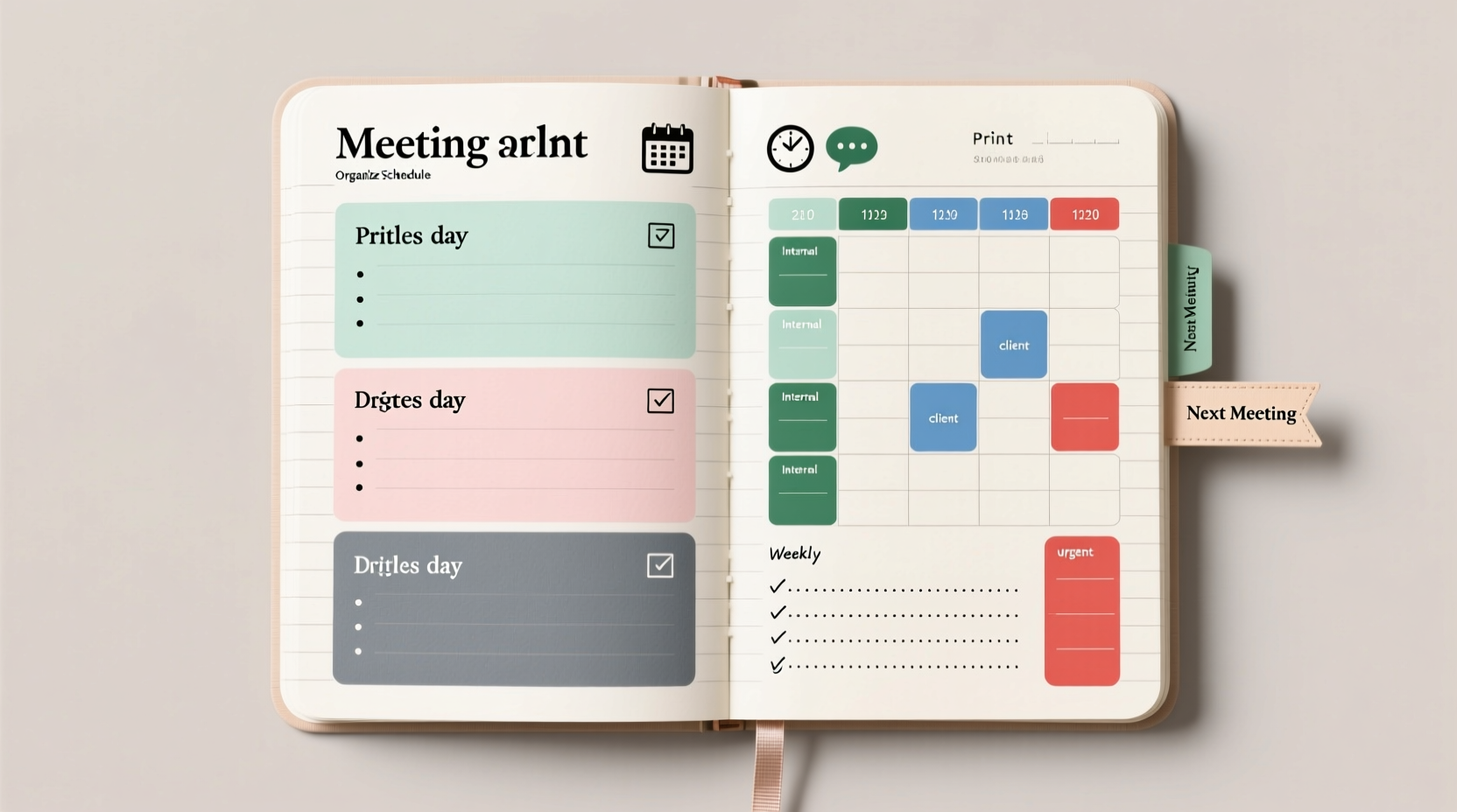 creative ways to print and organize meeting schedules in a lined notebook