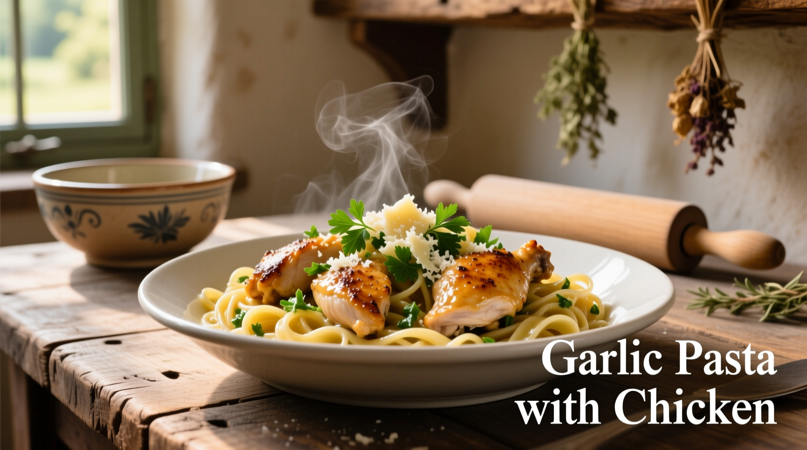 garlic pasta with chicken