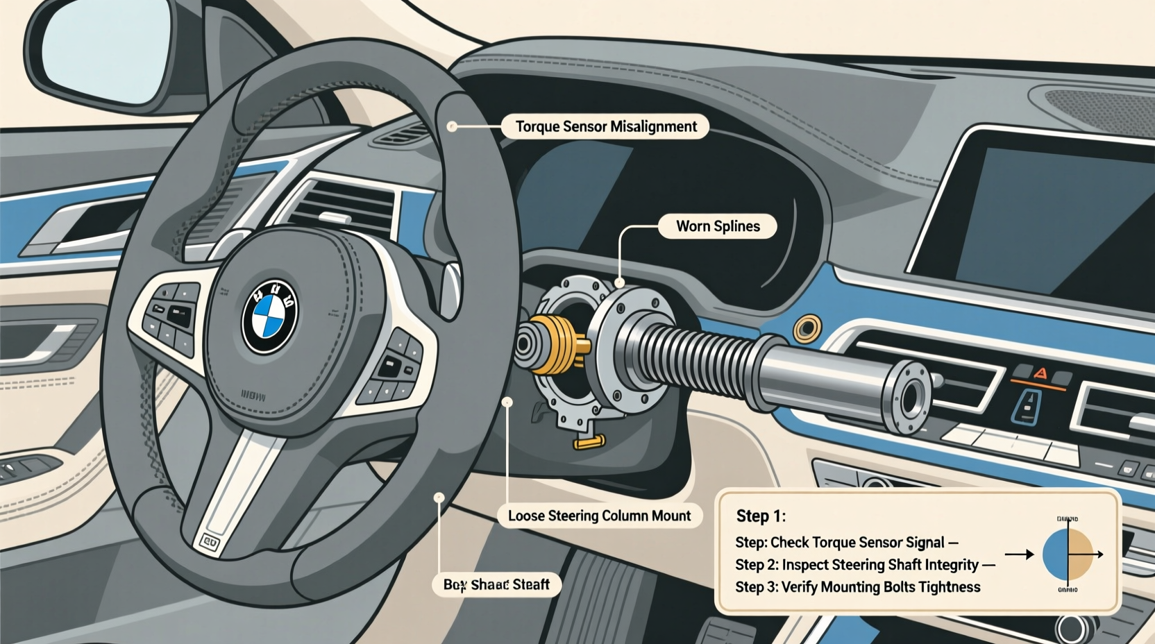 m550i loose steering wheel