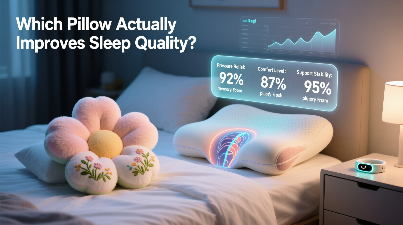 plush flower pillow vs memory foam pillow which is actually better for sleep quality