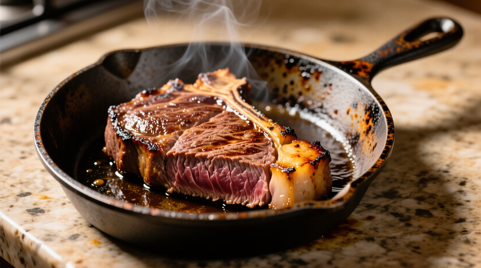 Perfectly seared shaved steak in cast iron skillet