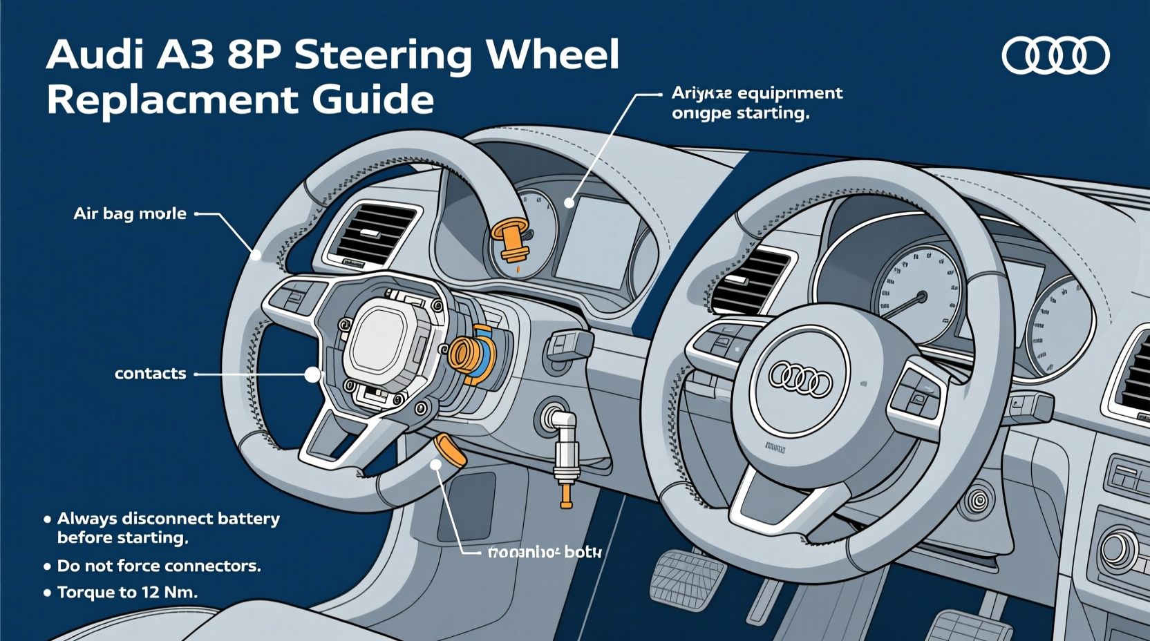 audi a3 8p steering wheel replacement
