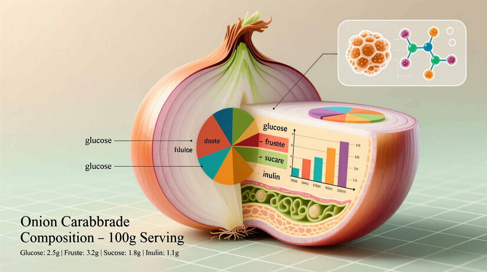 Onion carbohydrate composition visual breakdown