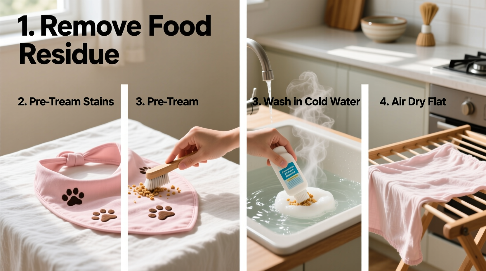 step by step guide to easily clean and maintain your pet bib scarf after every use