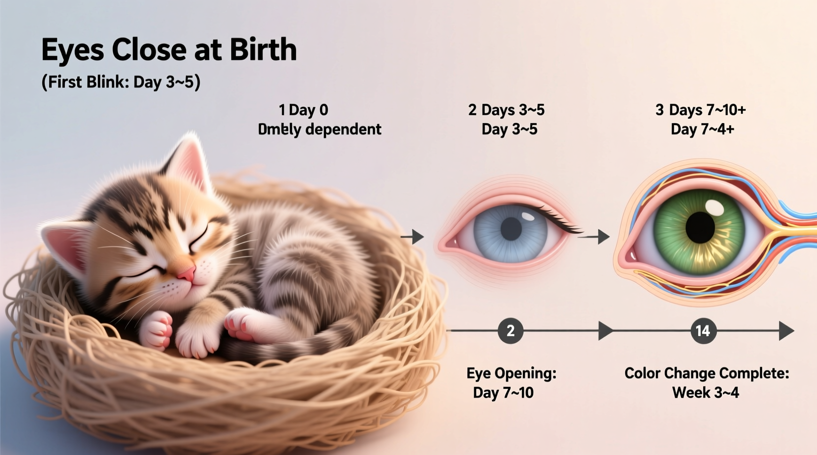why are kittens born with eyes closed facts timeline