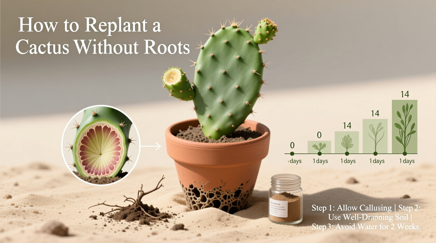 How to Replant a Cactus Without Roots