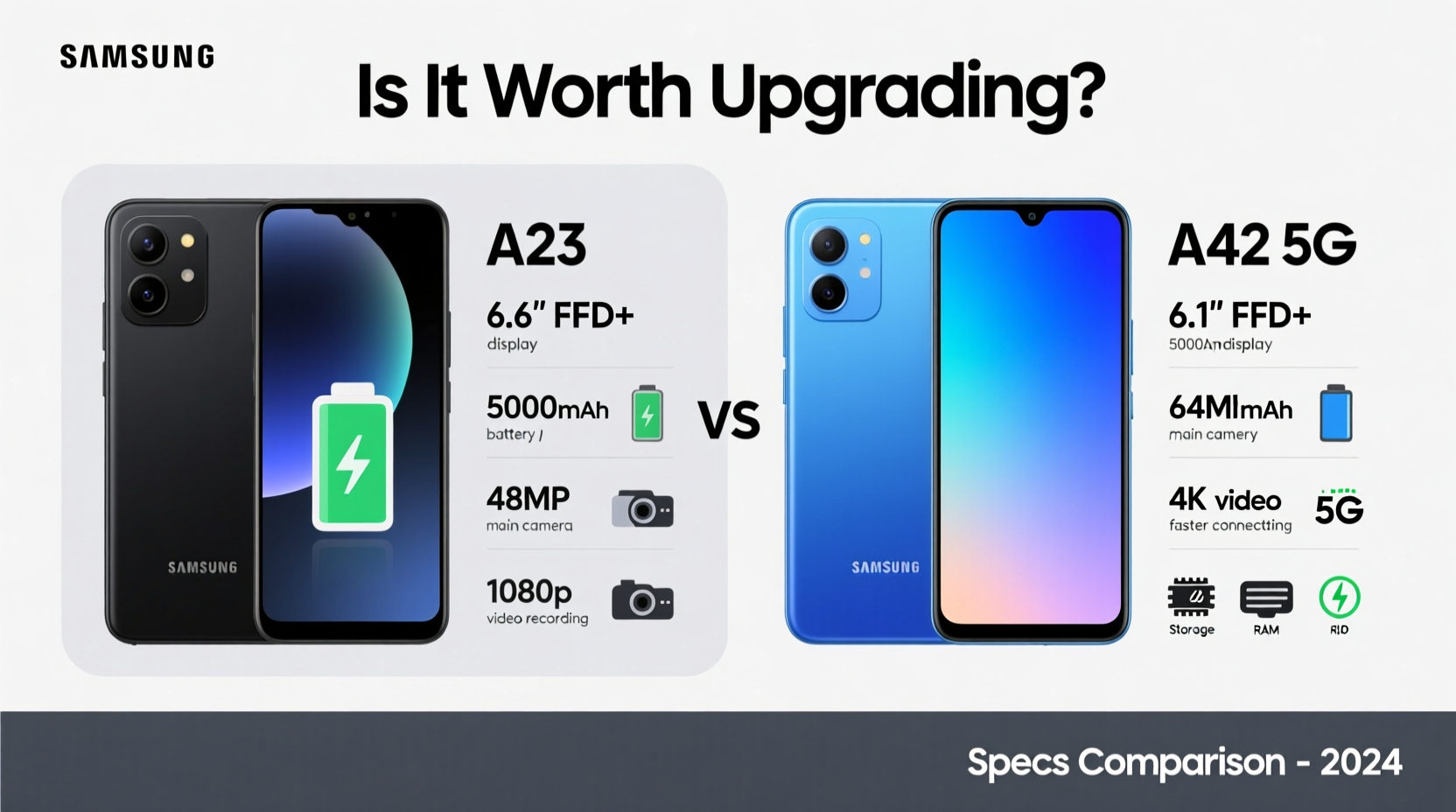 samsung a23 vs a42 5g is it worth upgrading for the better specs