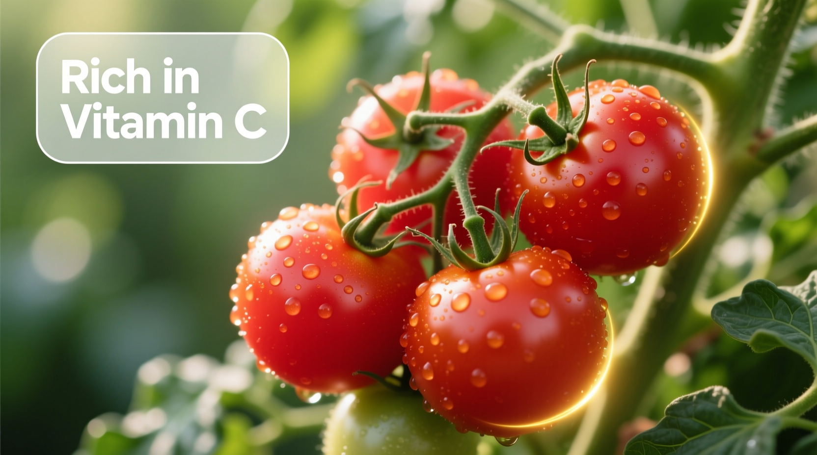 Fresh red tomatoes on vine showing vitamin C benefits