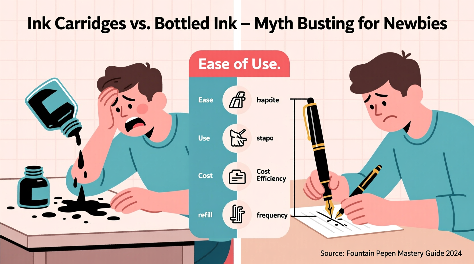 fountain pen newbies are ink cartridges really easier than bottled ink or is that a myth