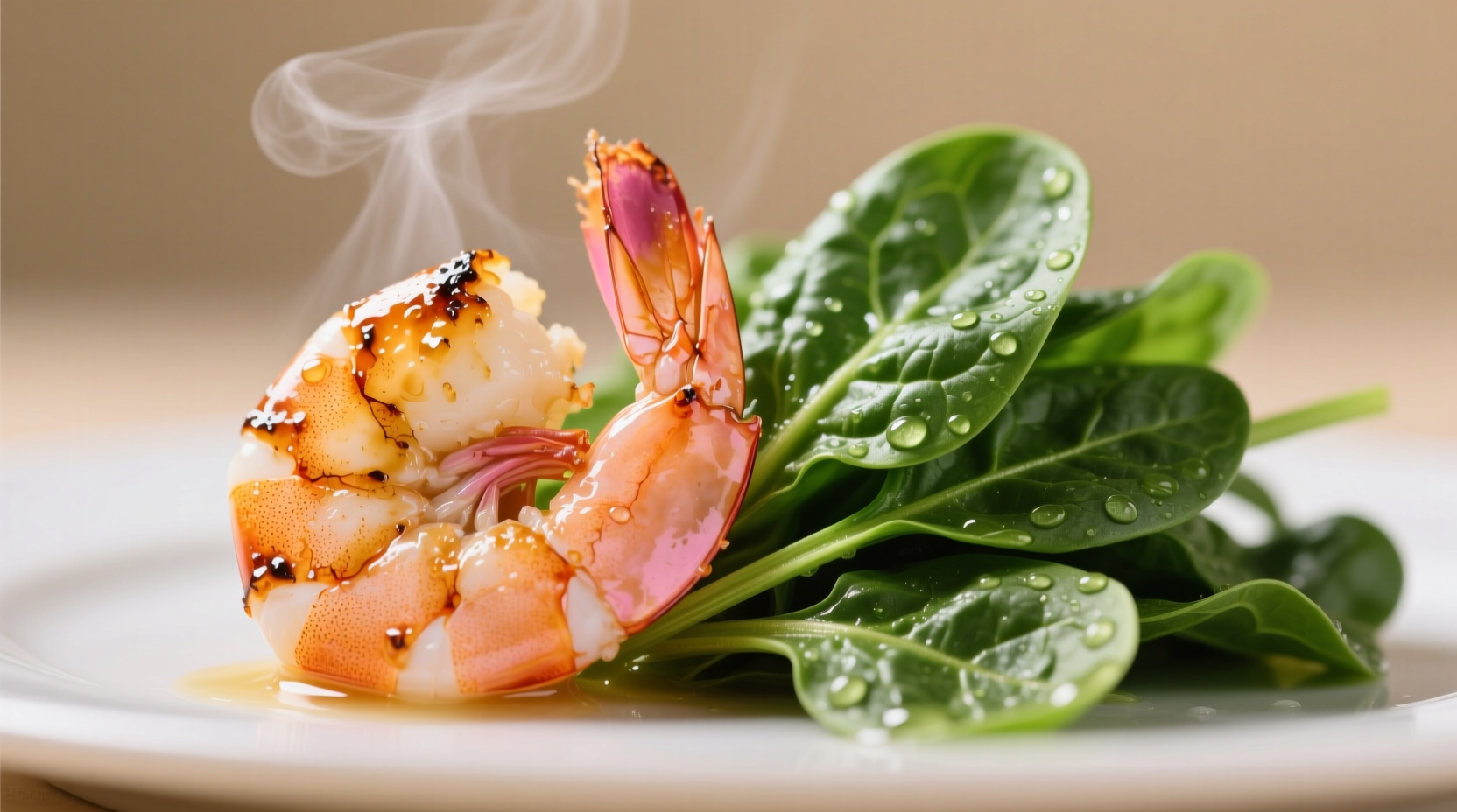 Perfectly seared shrimp with vibrant green spinach