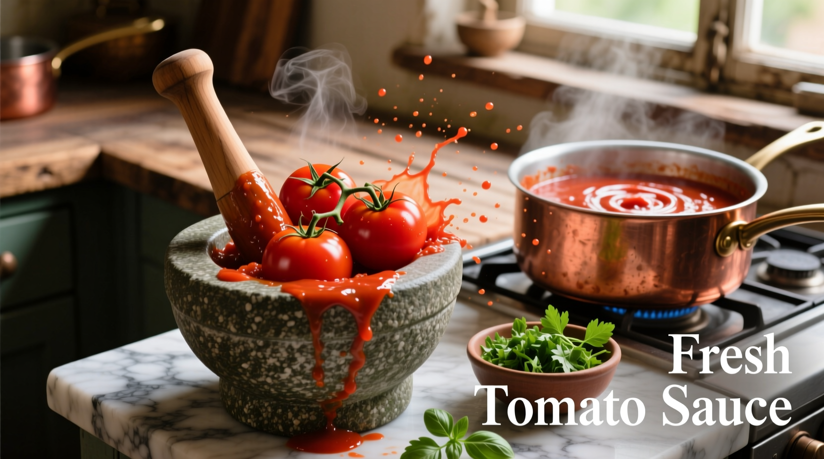 Fresh tomatoes being processed into tomato sauce