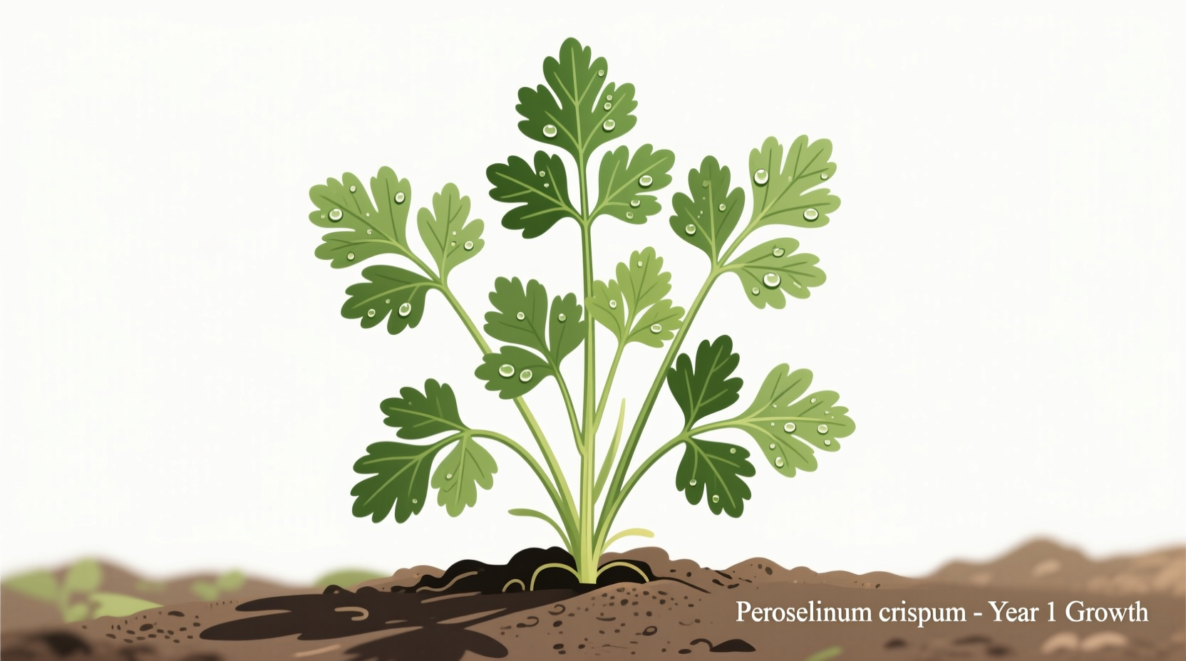 Parsley plant showing healthy foliage in first year growth