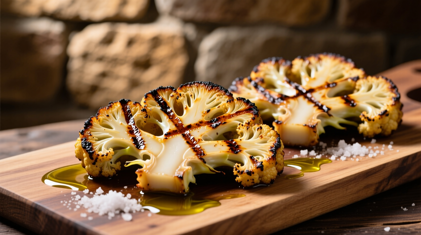 Perfectly grilled cauliflower steaks with char marks