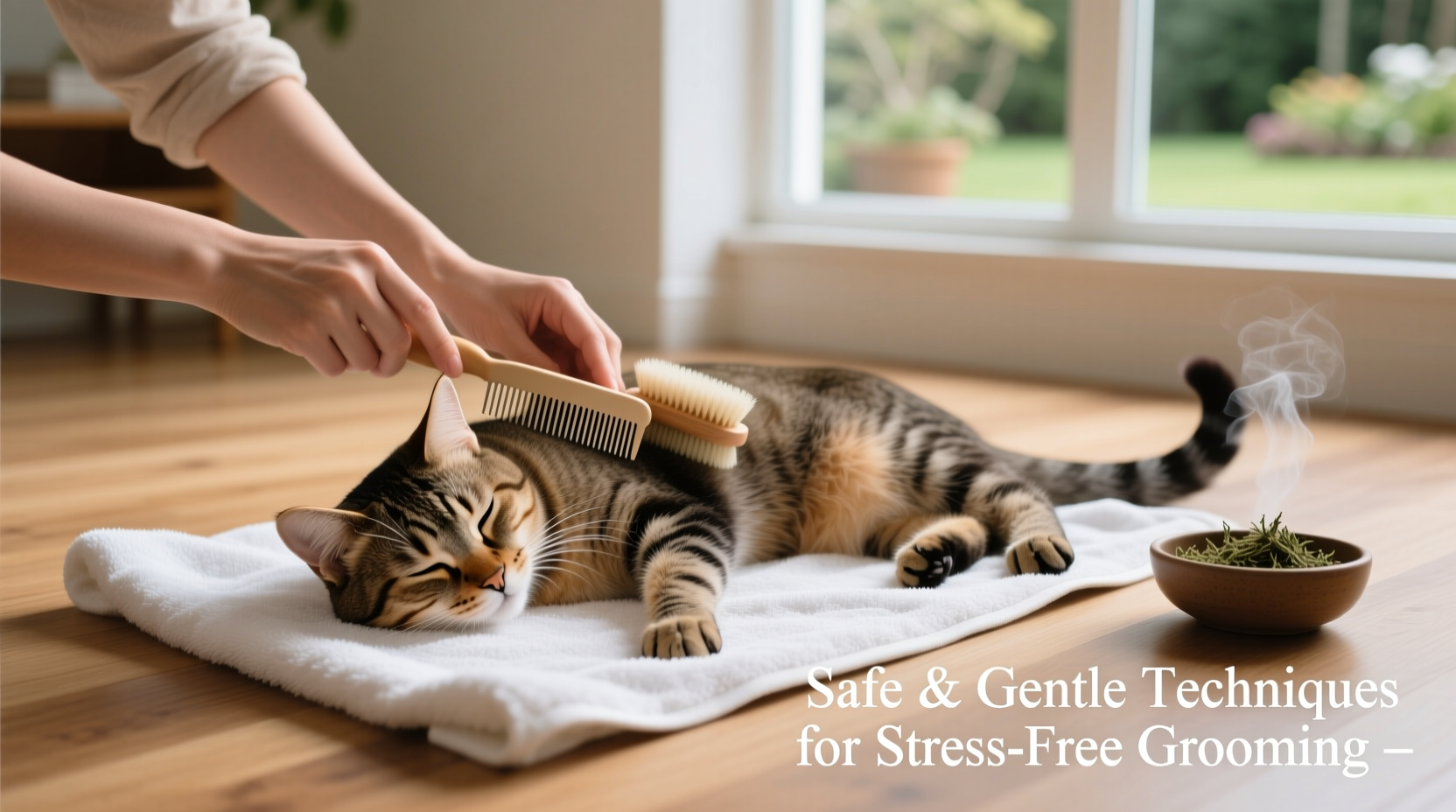safe and gentle techniques to calm and immobilize your cat for stress free grooming