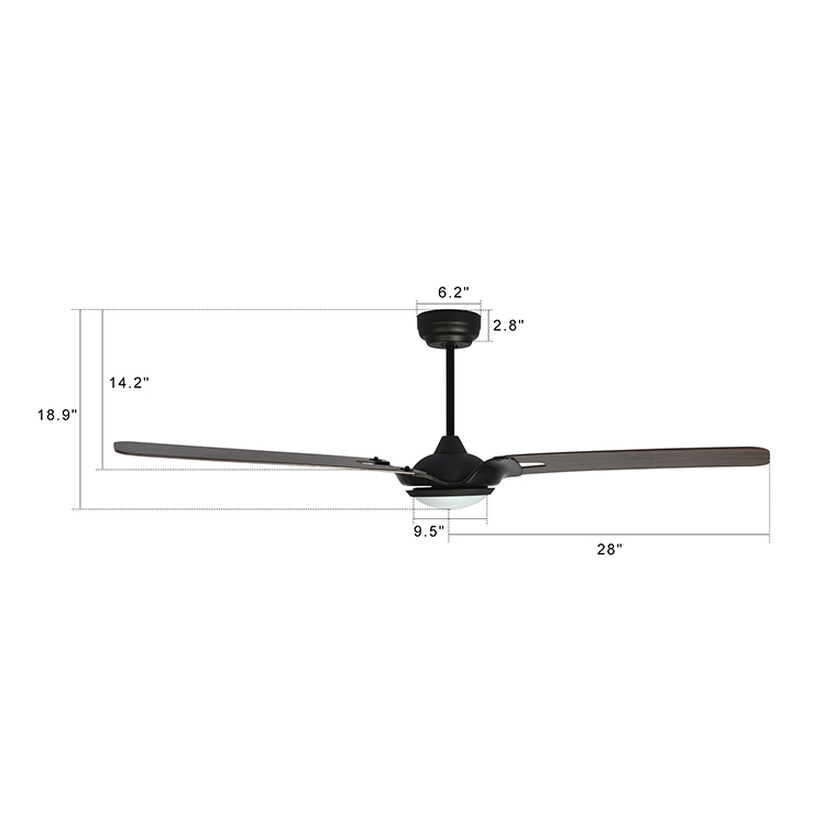 56 inch three blades smart ceiling fan with light LED ceiling fans for living room decorated