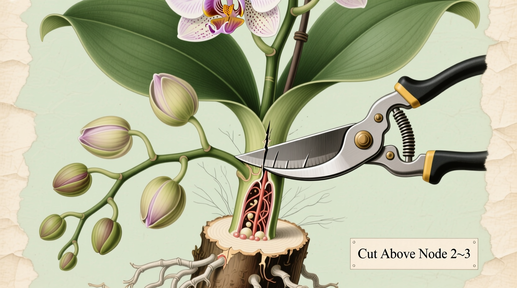 how to cut orchid stem