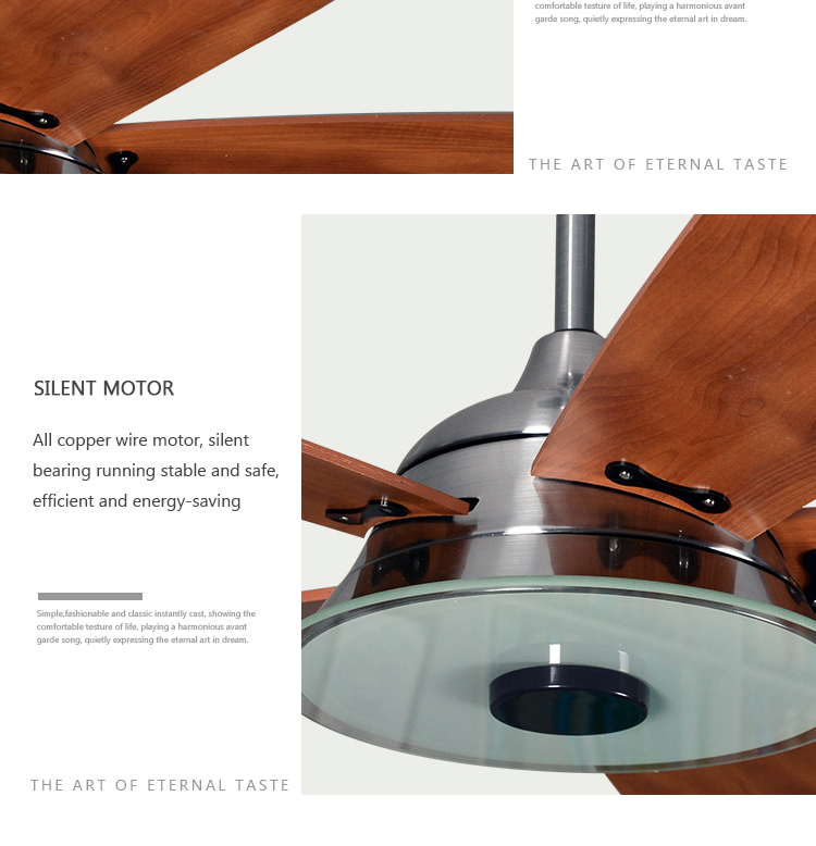 52 inches indoor modern design remote control LED light retractable DC ceiling fan