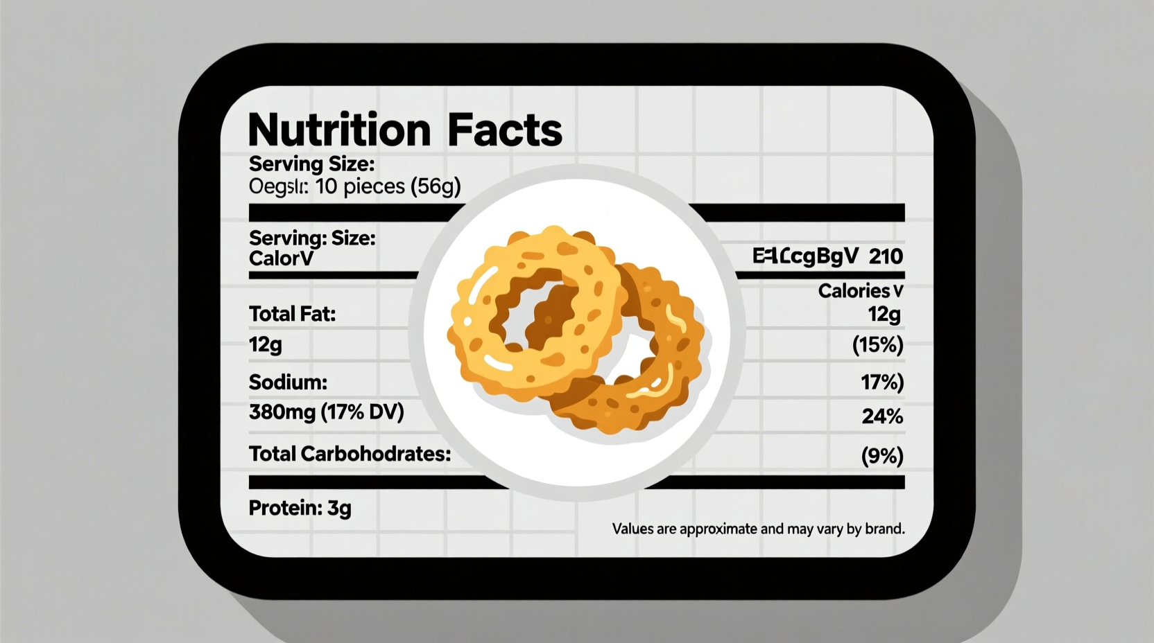 nutrition facts for onion rings