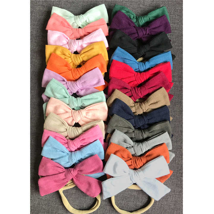 Factory Wholesale Inch Cotton Hair Bow Headbands Stretchy