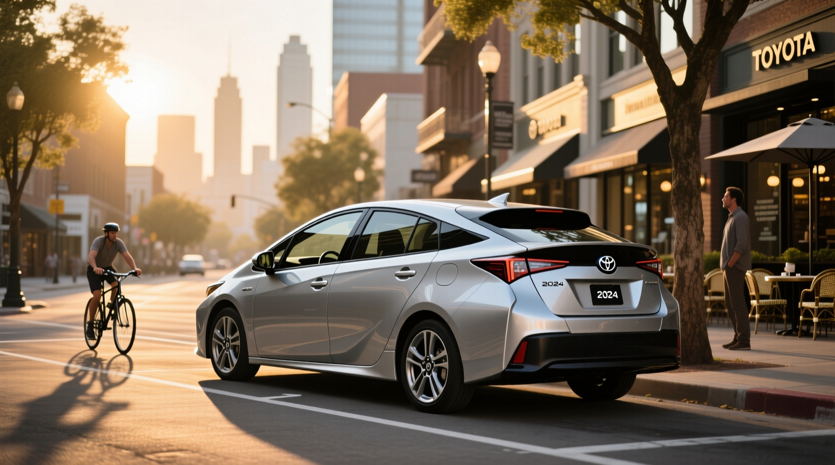 Interior view of 2014 Toyota Prius showing rear folding seats and cargo area