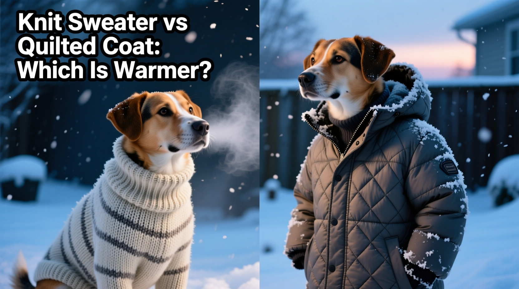 knit dog sweater vs quilted dog coat which is actually warmer for winter
