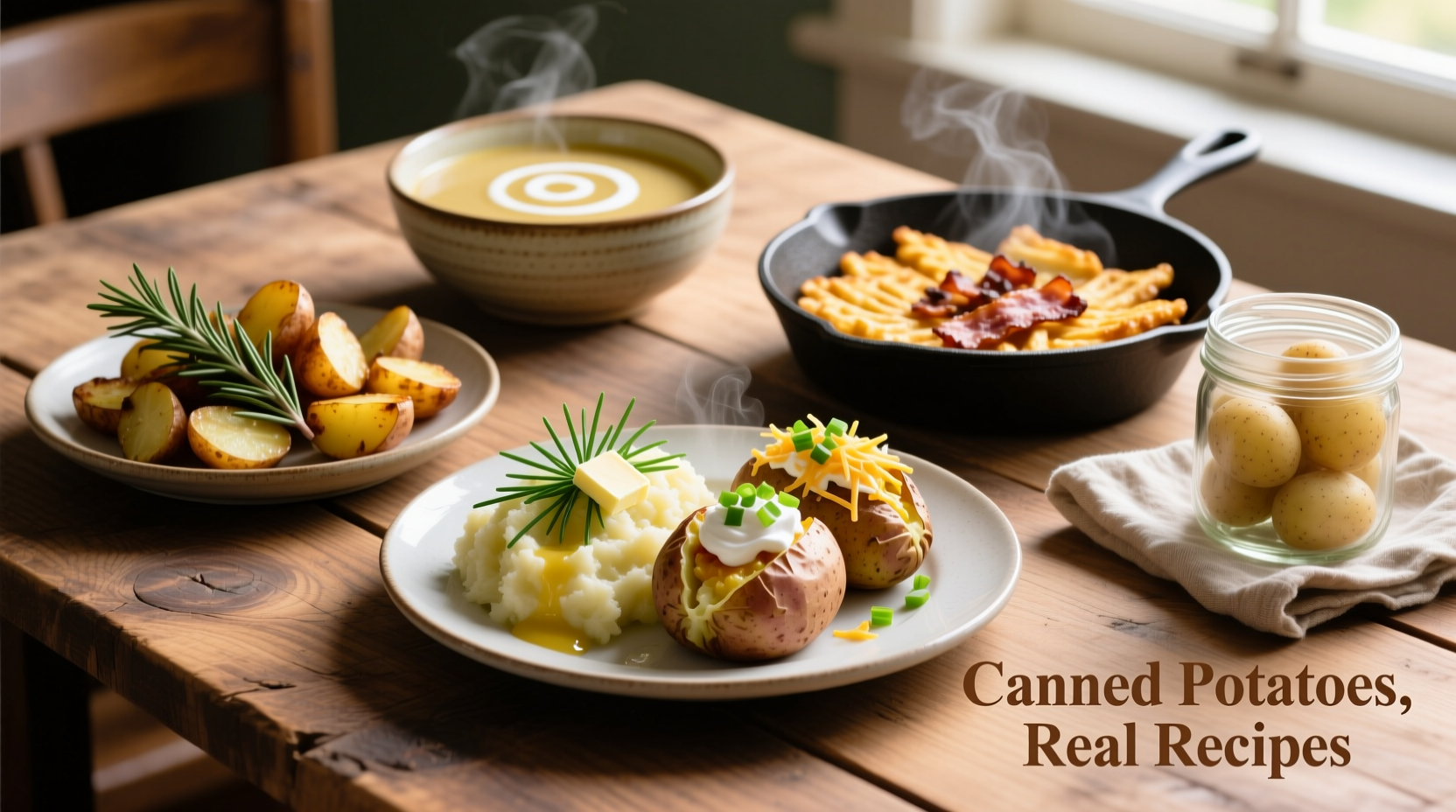 Canned potatoes in various recipe preparations